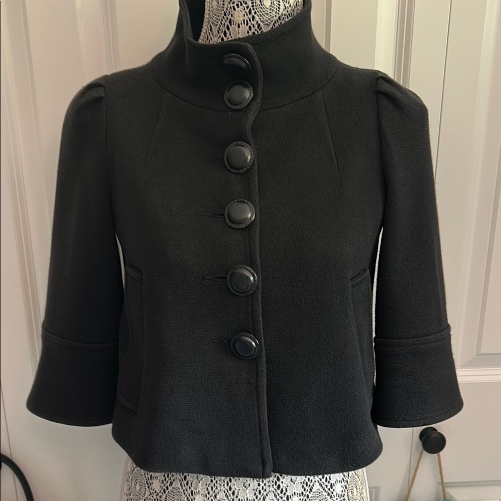 Nanette Lepore Black Pea Coat with High Collar